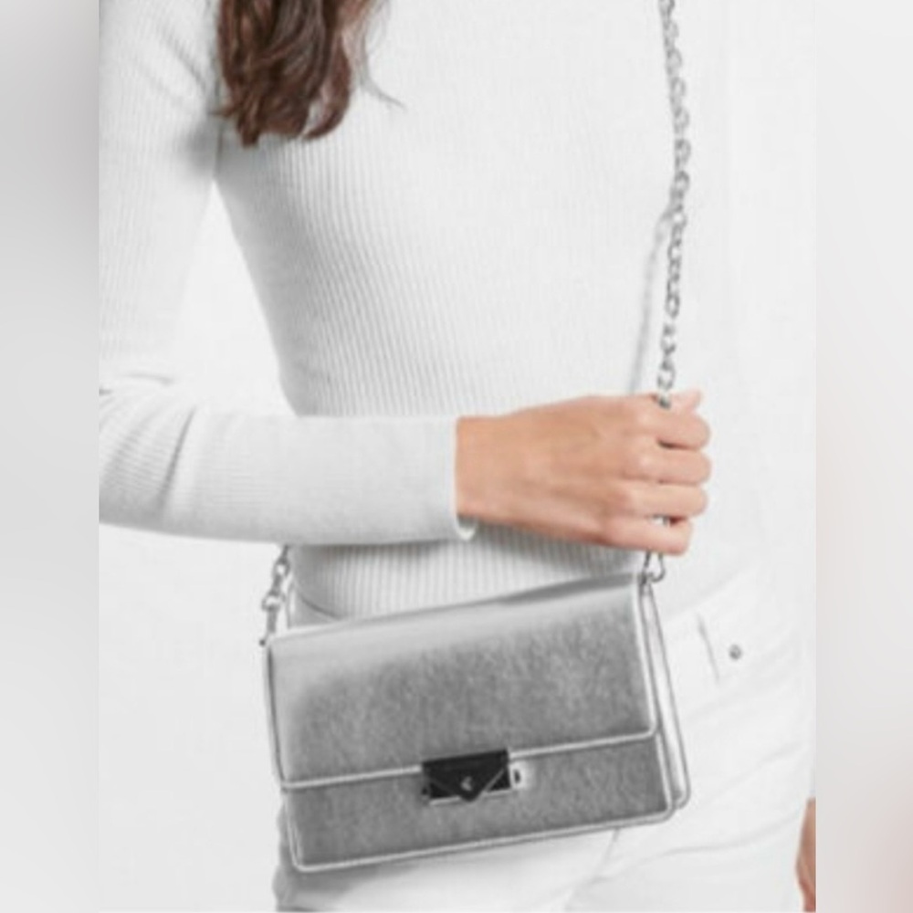 $448 MSRP NWT MK Cece Clutch Crossbody With Detachable Silver Chain Link Strap - Picture 4 of 17